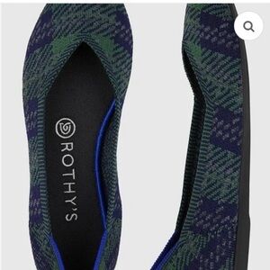 Rothy's Navy and Forest Tartan Flats size 10.5